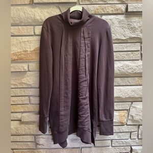 Prairie Underground mock neck cowl sweatshirt dress longline Lagenlook Brown xl